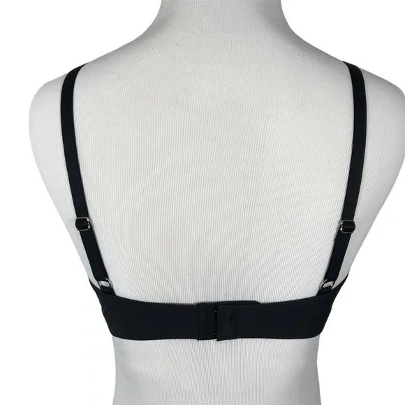 HANRO OF SWITZERLAND 1291 SMOOTH ILLUSION WIREFREE BRALETTE BLACK SIZE 38B